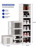 Scarpiera Pieghevole 6 Ripiani Salvaspazio con Sportelli Trasparenti – Organizzatore Scarpe Impilabile