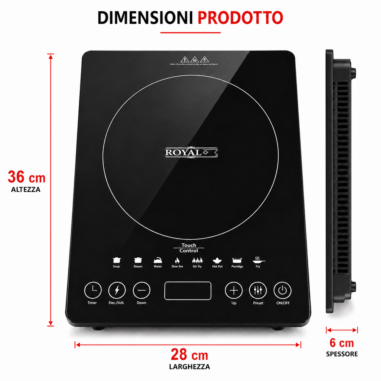 Piastra a Induzione 2500W Portatile Touch – Piano Cottura Elettrico con Timer 24h e 7 Funzioni