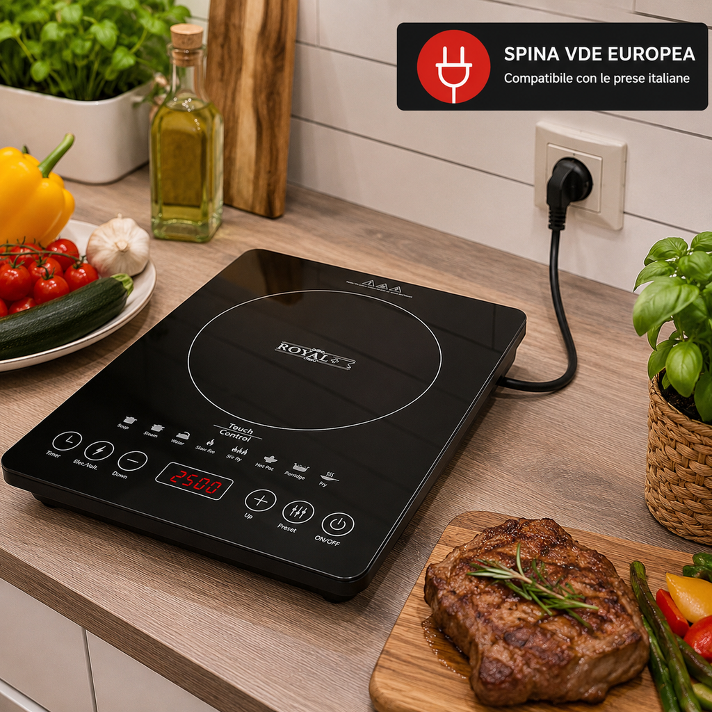 Piastra a Induzione 2500W Portatile Touch – Piano Cottura Elettrico con Timer 24h e 7 Funzioni