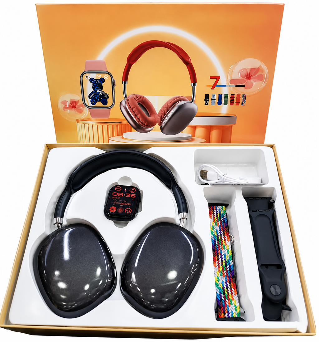 Set Premium Smartwatch + Cuffie Wireless Bluetooth con Cinturini Intercambiabili