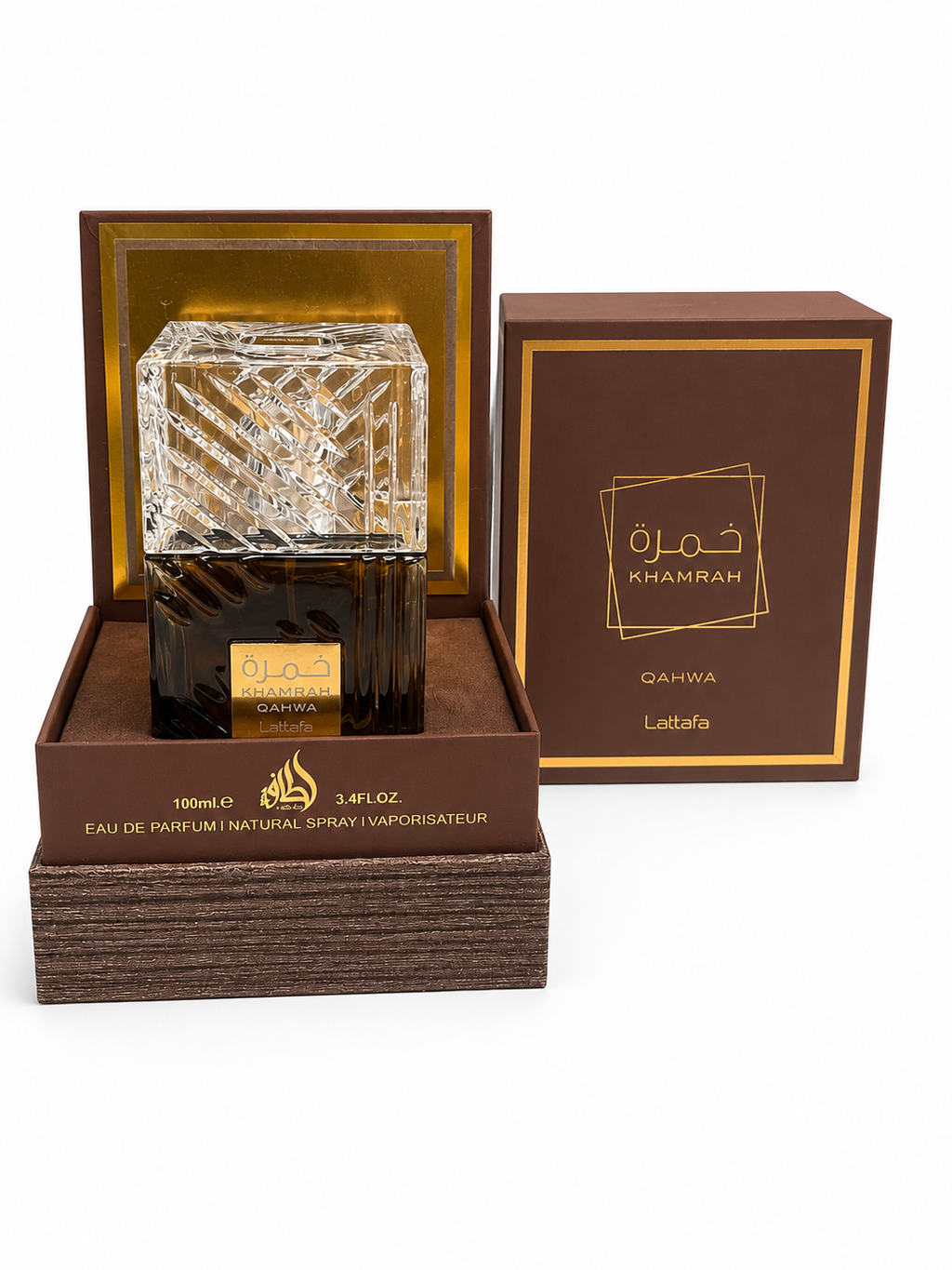 Lattafa Khamrah Qahwa Eau de Parfum 100 ml - Profumo Unisex con Note Speziate, Gourmand e Legnose
