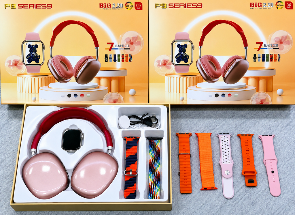 Set Premium Smartwatch + Cuffie Wireless Bluetooth con Cinturini Intercambiabili
