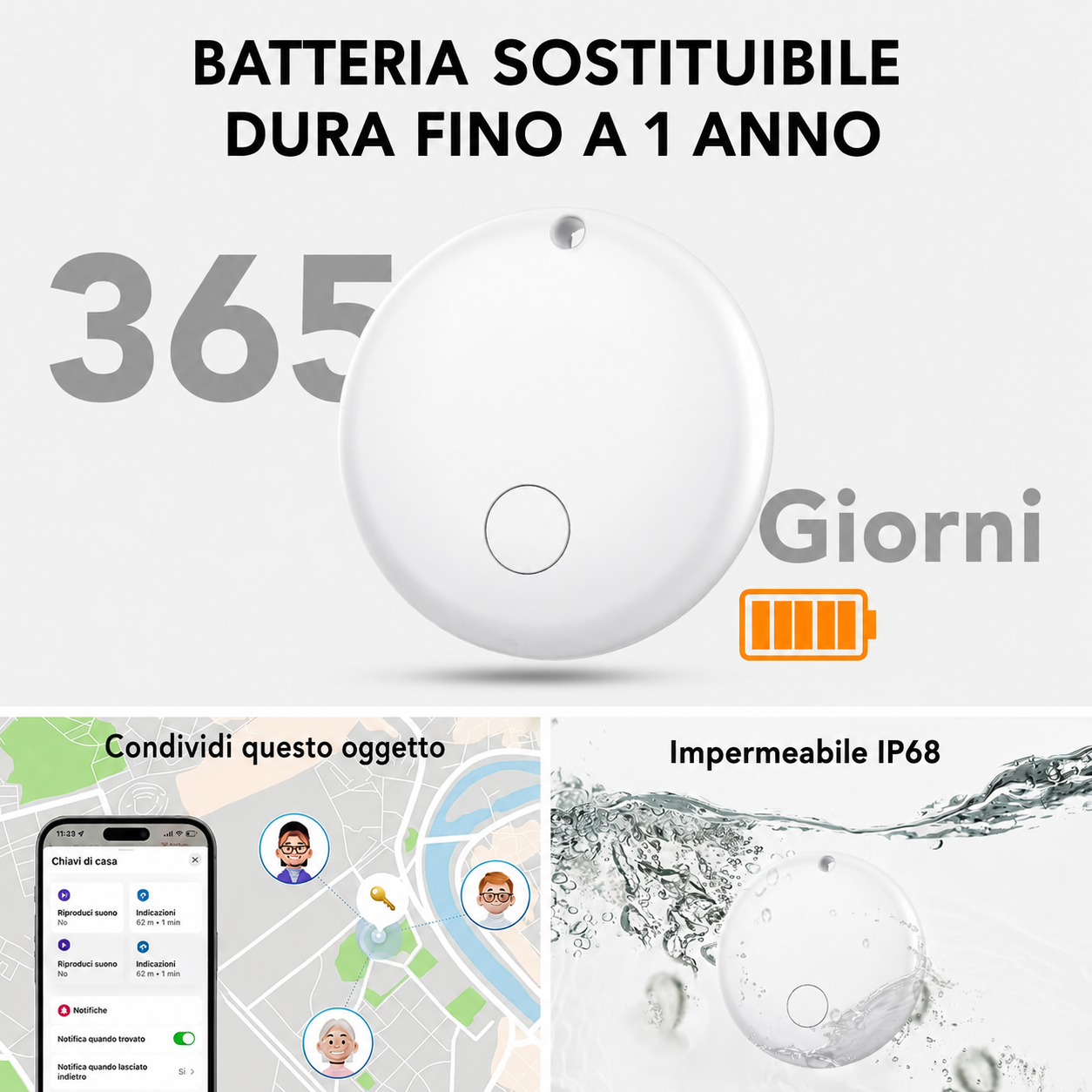 Loshall Tag Smart Finder GPS Compatibile con Apple e Android per Trovare oggetti facilmente