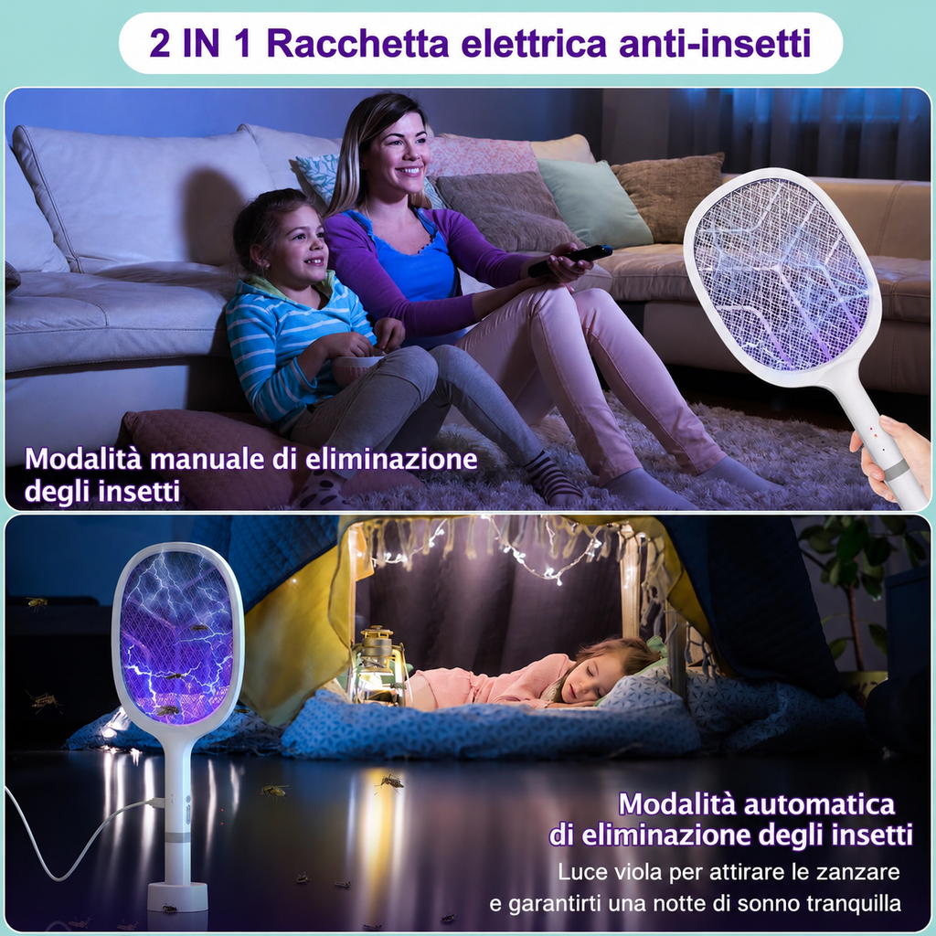 Racchetta Elettrica Antizanzare USB 2 in 1 5000V
