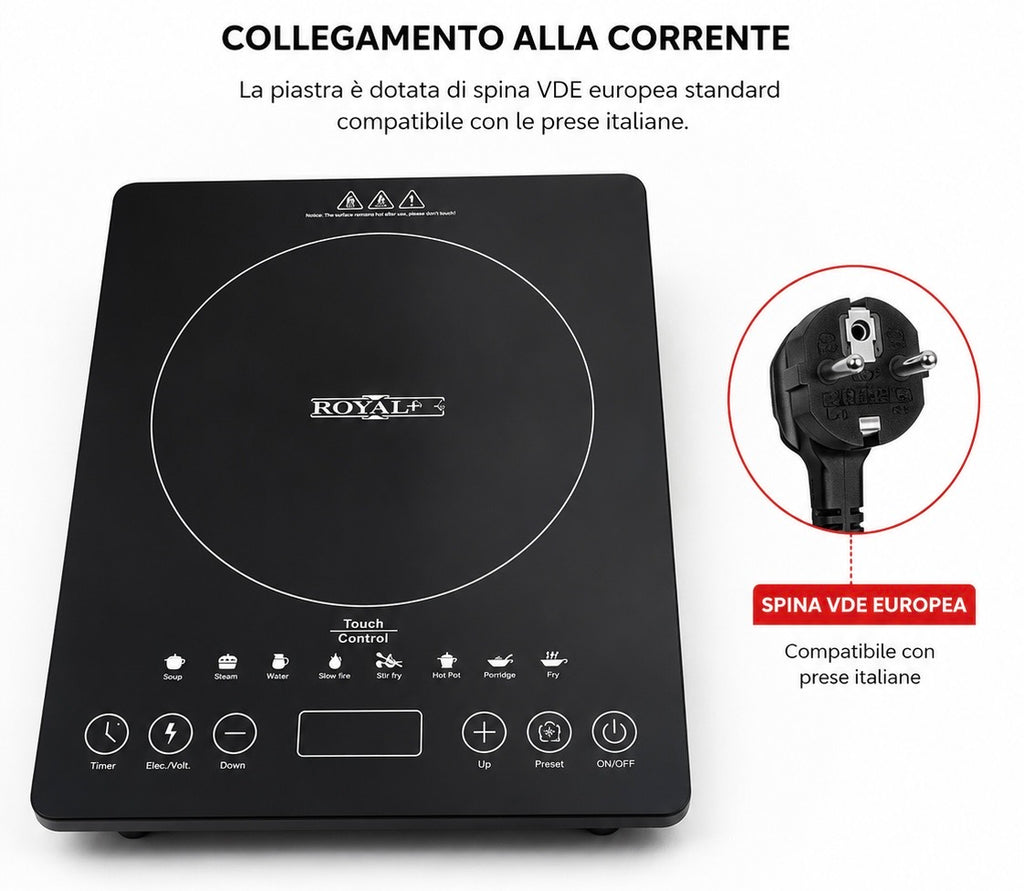 Piastra a Induzione 2500W Portatile Touch – Piano Cottura Elettrico con Timer 24h e 7 Funzioni