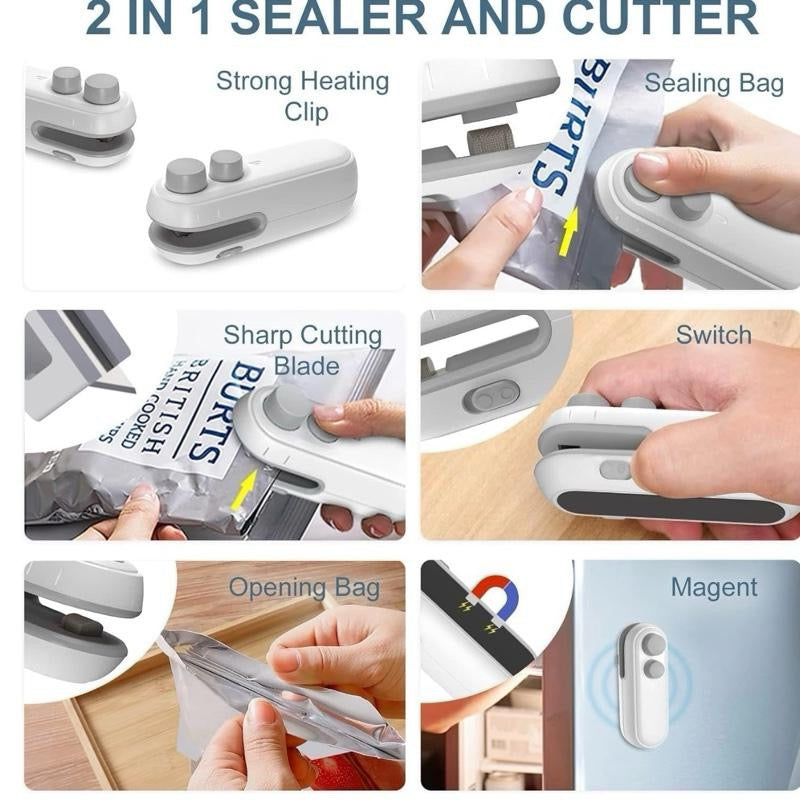 Sigillatore Portatile per Sacchetti Mini Sealer Ricaricabile per Cucina con Funzionalità Pratiche e Design Compact