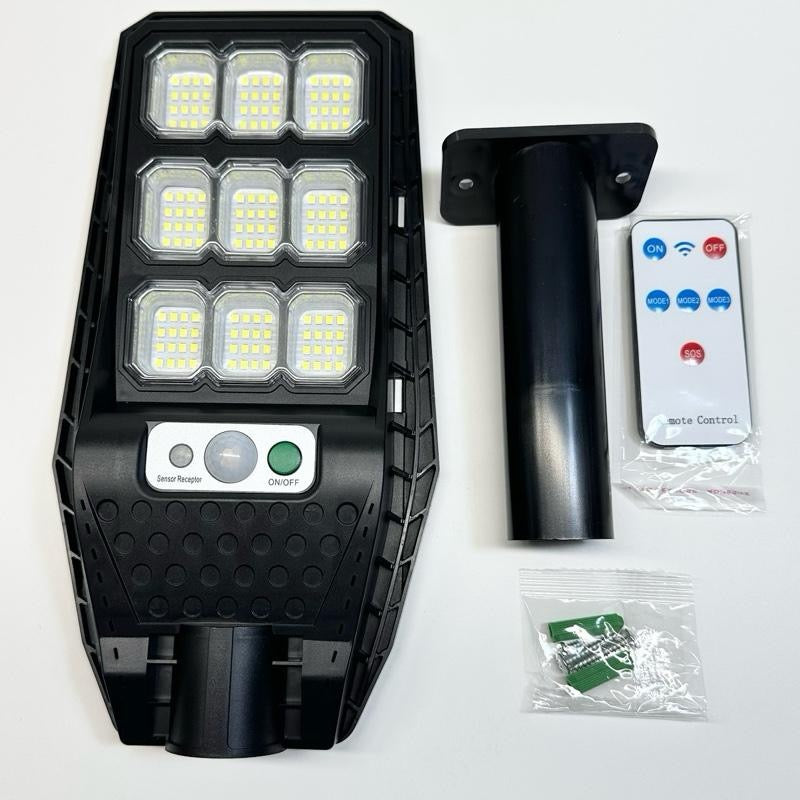 PowerSolar Lampada Solare LED Alta Luminosità con Sensore di Movimento e Telecomando per Giardino Garage e Ingresso di Casa Senza Cavi