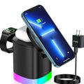 PowerDock 3x1 Stazione di Ricarica Wireless 3 in 1 con Rotazione Automatica 180° per Smartphone Smartwatch e Auricolari Compatibile con Dispositivi Wireless