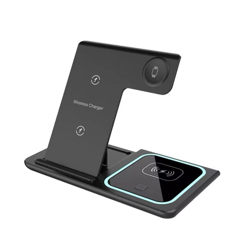 PowerDock 3in1 Ricarica Wireless per Smartphone Smartwatch e Auricolari Design Moderno e Compatto Senza Cavi per Casa Ufficio o Comodino