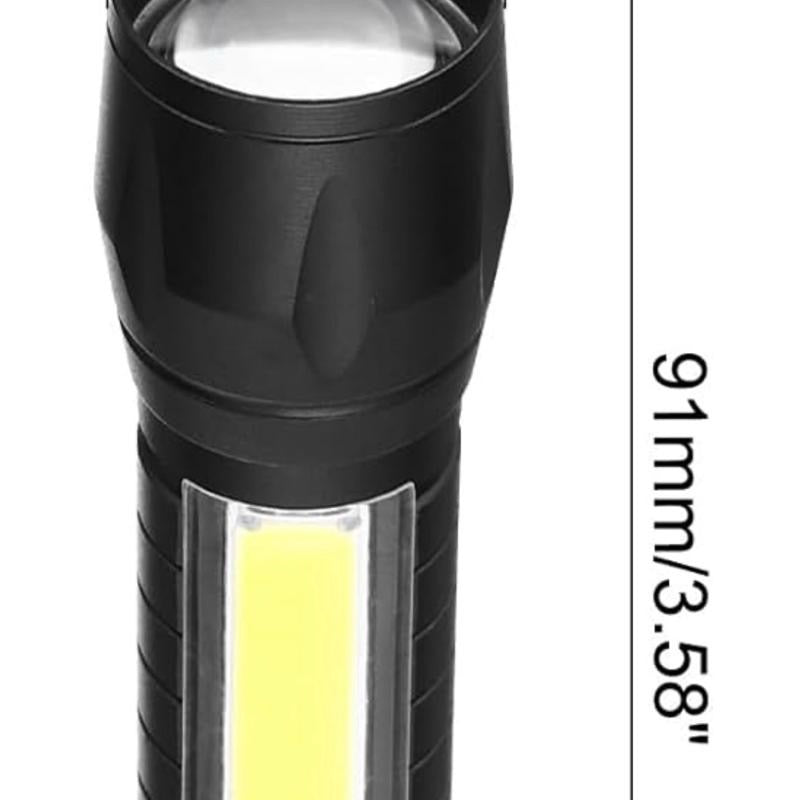 Mini Torcia LED Ricaricabile USB in Alluminio Resistente con 3 Modalità di Luce e Funzione Zoom Regolabile Ideale per Auto Campeggio e Emergenze