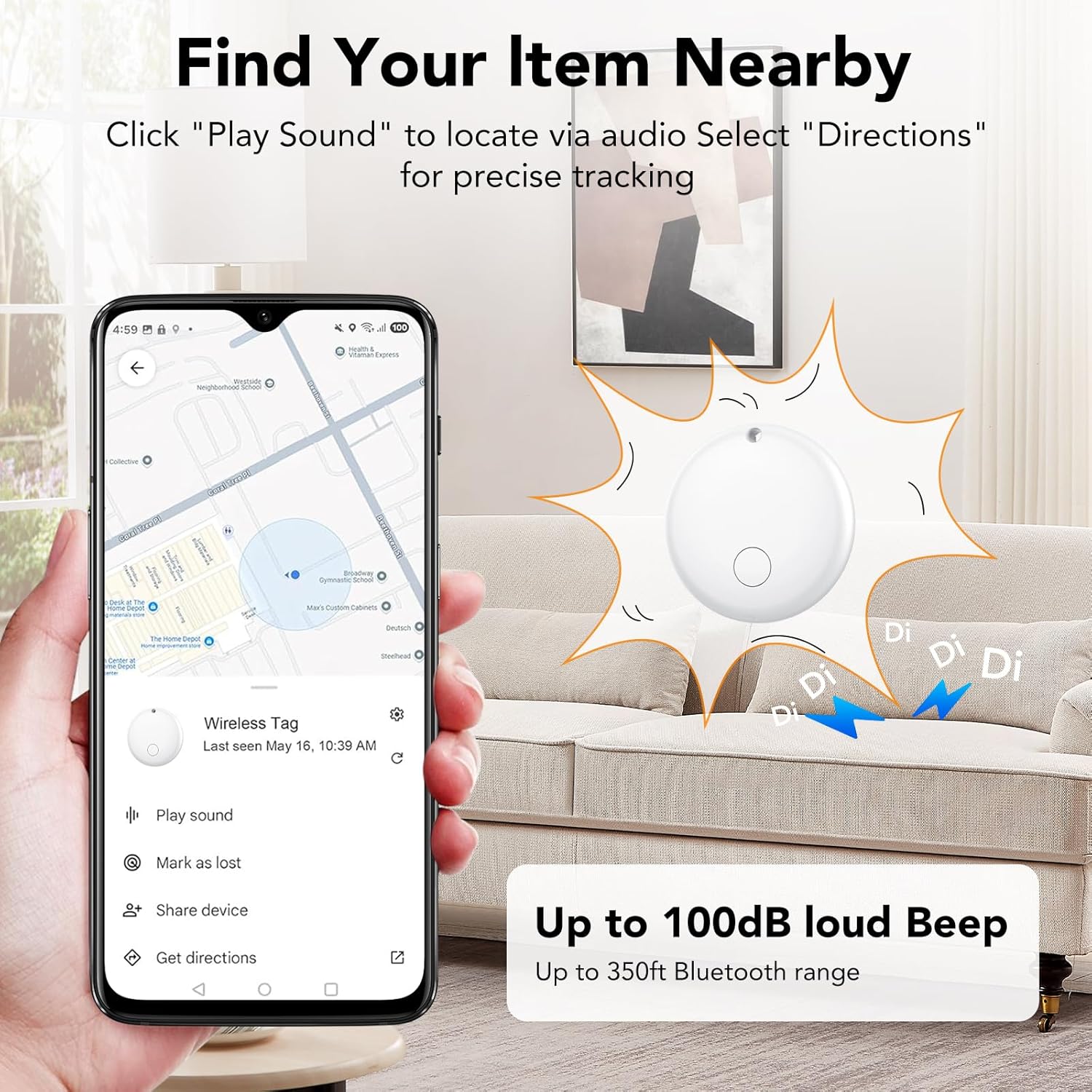Loshall Tag Smart Finder GPS Compatibile con Apple e Android per Trovare oggetti facilmente