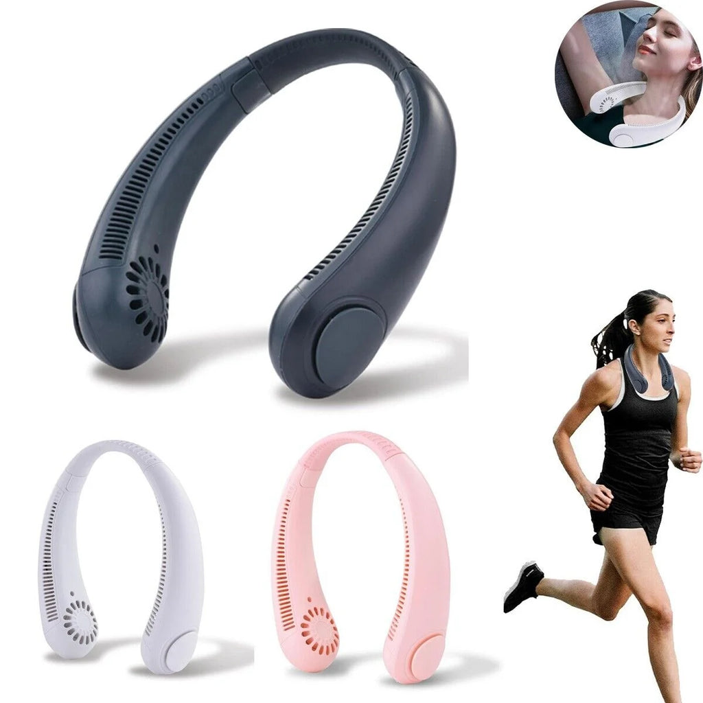 Ventilatore Portatile da Collo USB Ricaricabile – Mini Neck Fan Silenzioso 3 Velocità per Sport, Ufficio e Viaggio