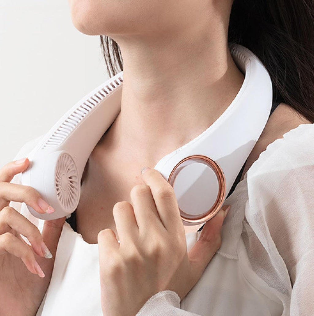 Ventilatore Portatile da Collo USB Ricaricabile – Mini Neck Fan Silenzioso 3 Velocità per Sport, Ufficio e Viaggio