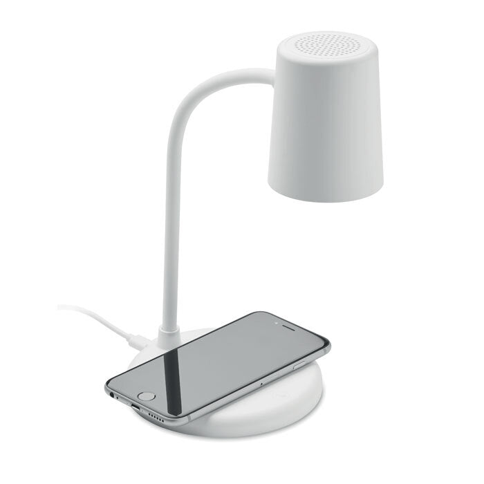 Lampada LED 3 in 1 con Altoparlante Bluetooth e Ricarica Wireless – Lampada da Tavolo Smart USB