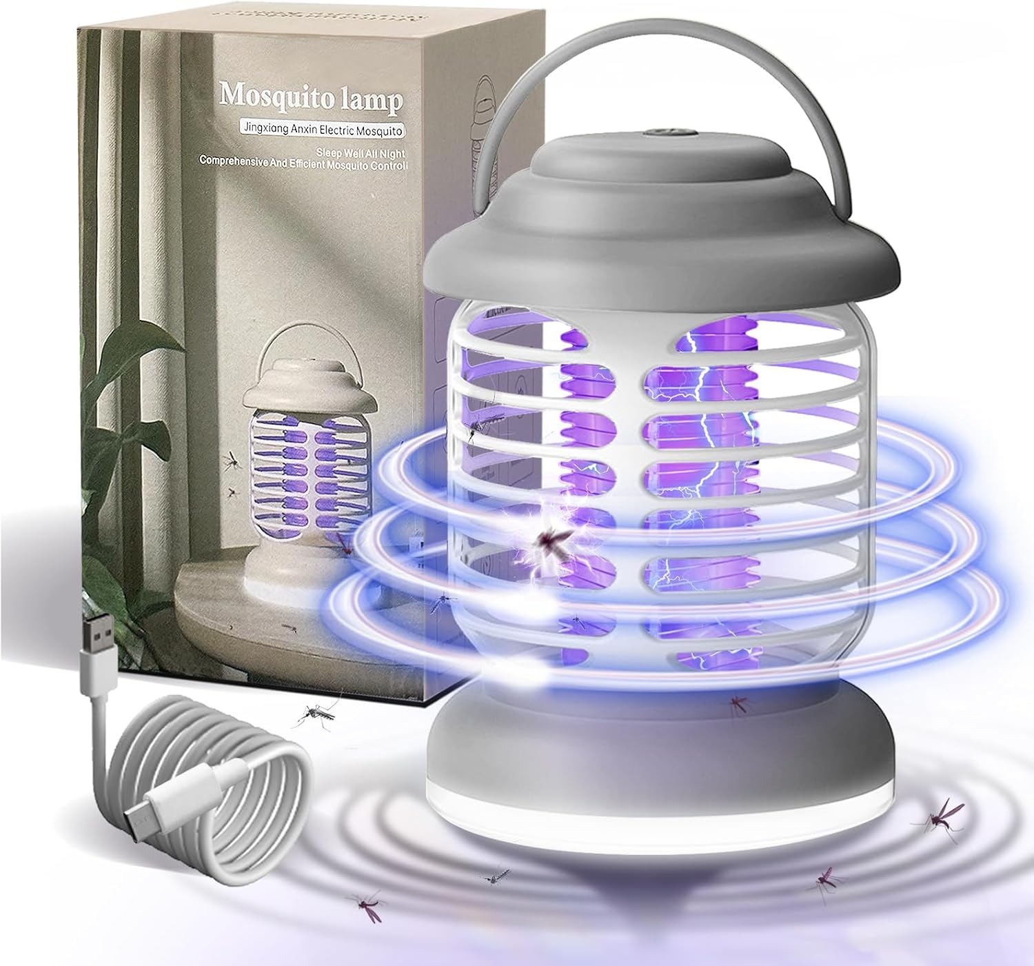 Lampada Antizanzare Elettrica UV 360° USB – Trappola Zanzare da Tavolo con Luce Notturna