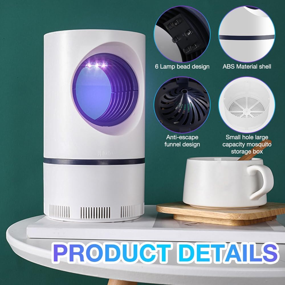 Trappola Antizanzare UV ad Aspirazione Silenziosa – Cattura Insetti USB per Camera da Letto e Casa
