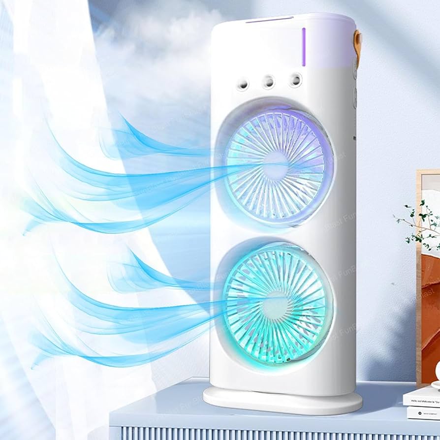 Ventilatore Nebulizzatore Portatile USB con Doppia Ventola e Luce LED RGB