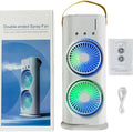 Ventilatore Nebulizzatore Portatile USB con Doppia Ventola e Luce LED RGB