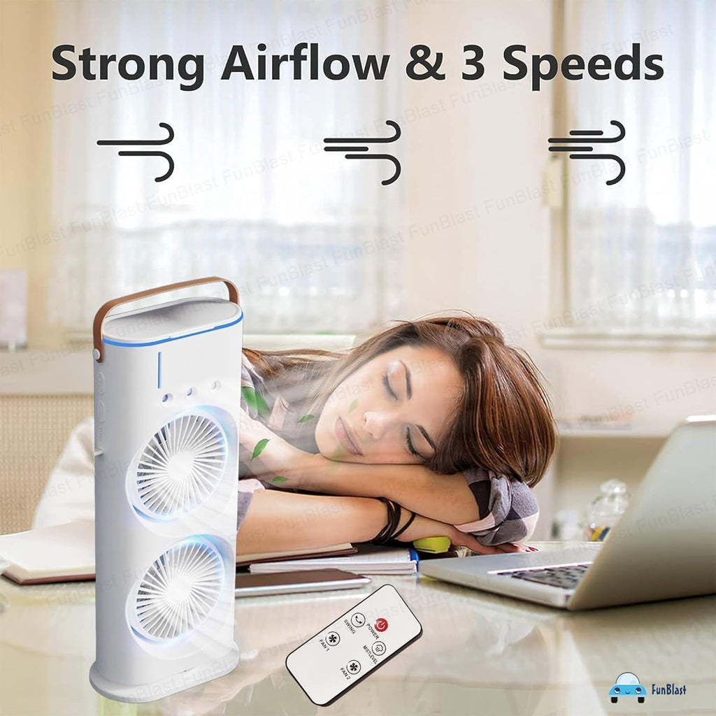 Ventilatore Nebulizzatore Portatile USB con Doppia Ventola e Luce LED RGB