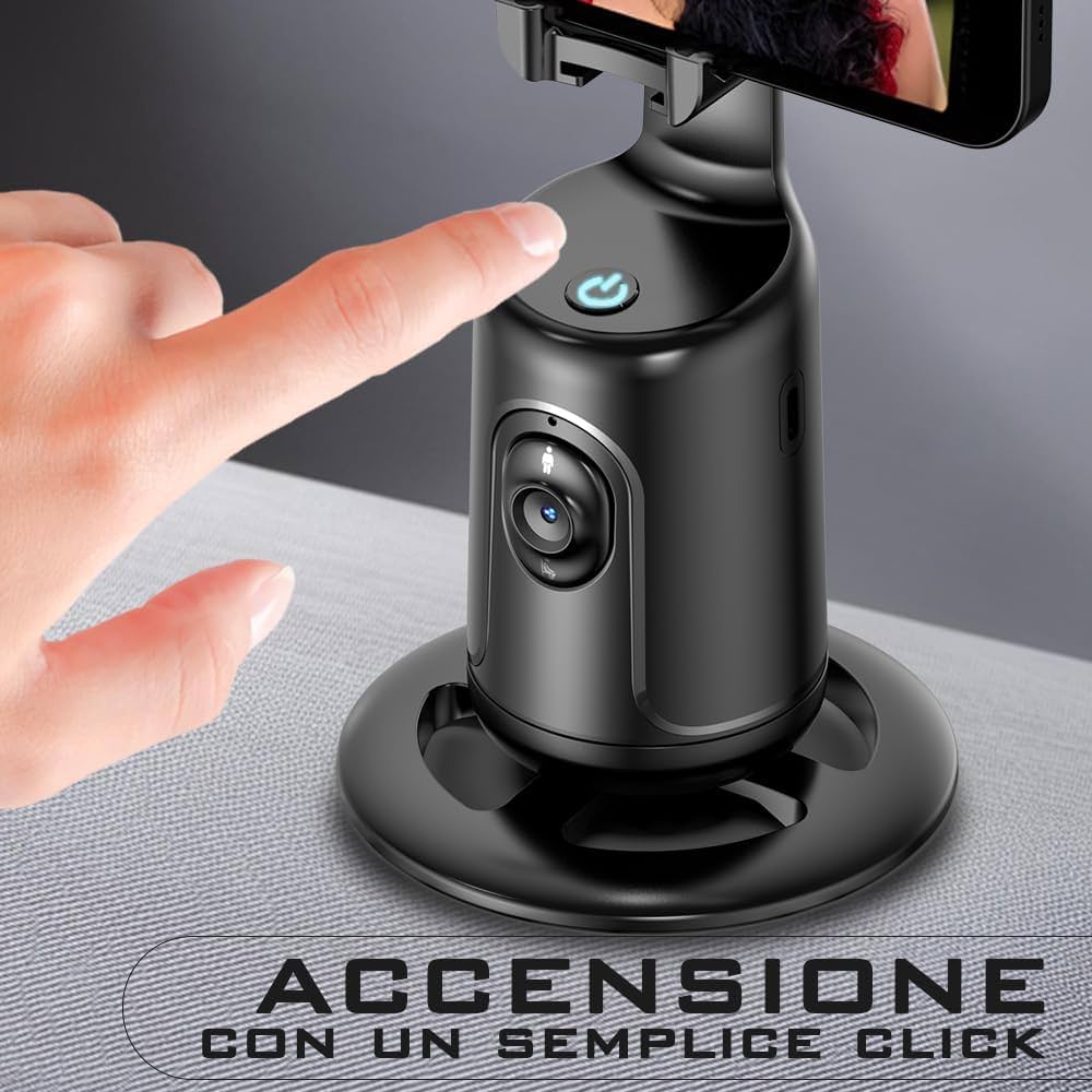 Supporto Smartphone Auto Tracking 360° con Riconoscimento Facciale – Smart Holder per Video e Dirette