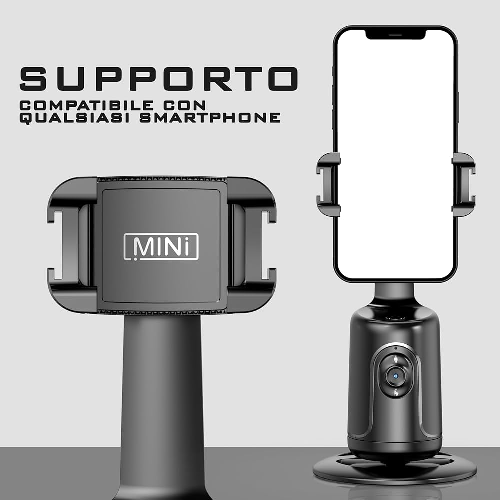 Supporto Smartphone Auto Tracking 360° con Riconoscimento Facciale – Smart Holder per Video e Dirette