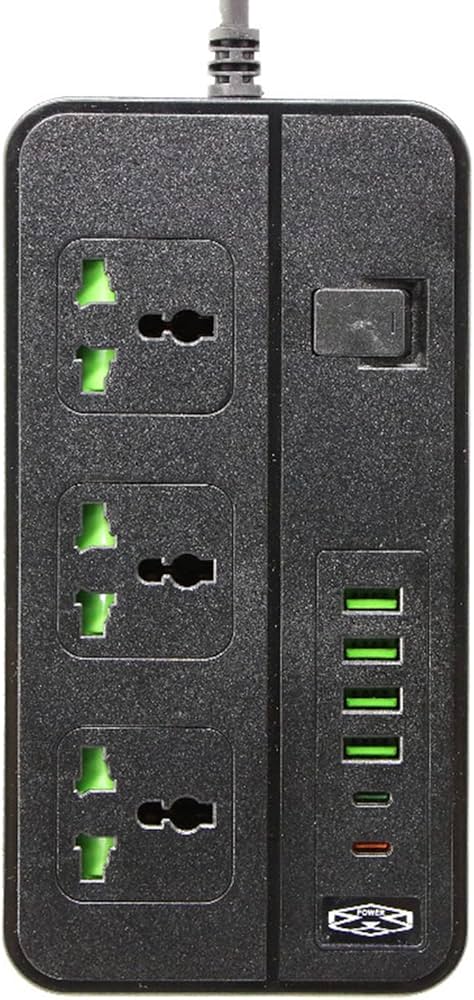Multipresa Smart 3000W con 4 Prese Universali, 4 USB e 2 USB-C – Protezione Sovraccarico e Display LED