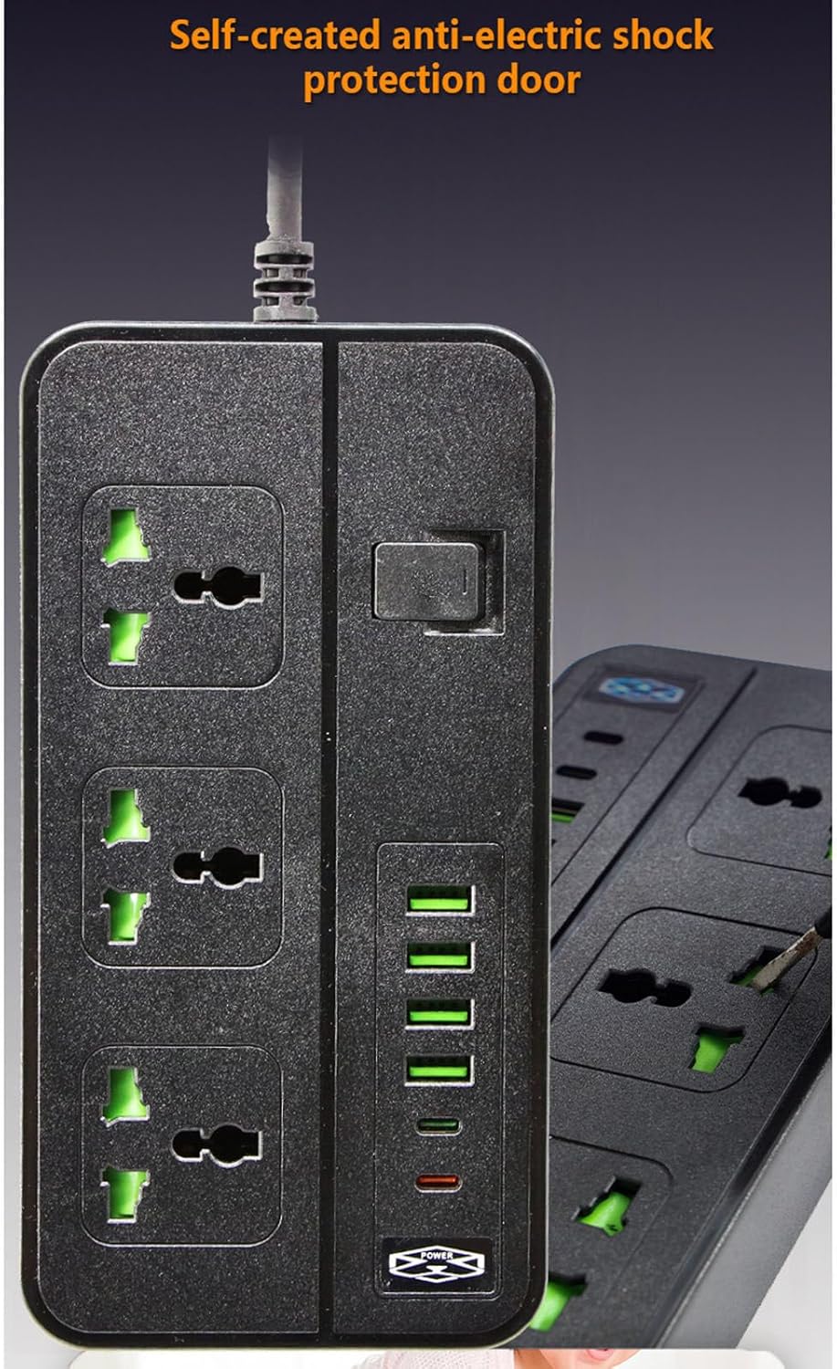 Multipresa Smart 3000W con 4 Prese Universali, 4 USB e 2 USB-C – Protezione Sovraccarico e Display LED