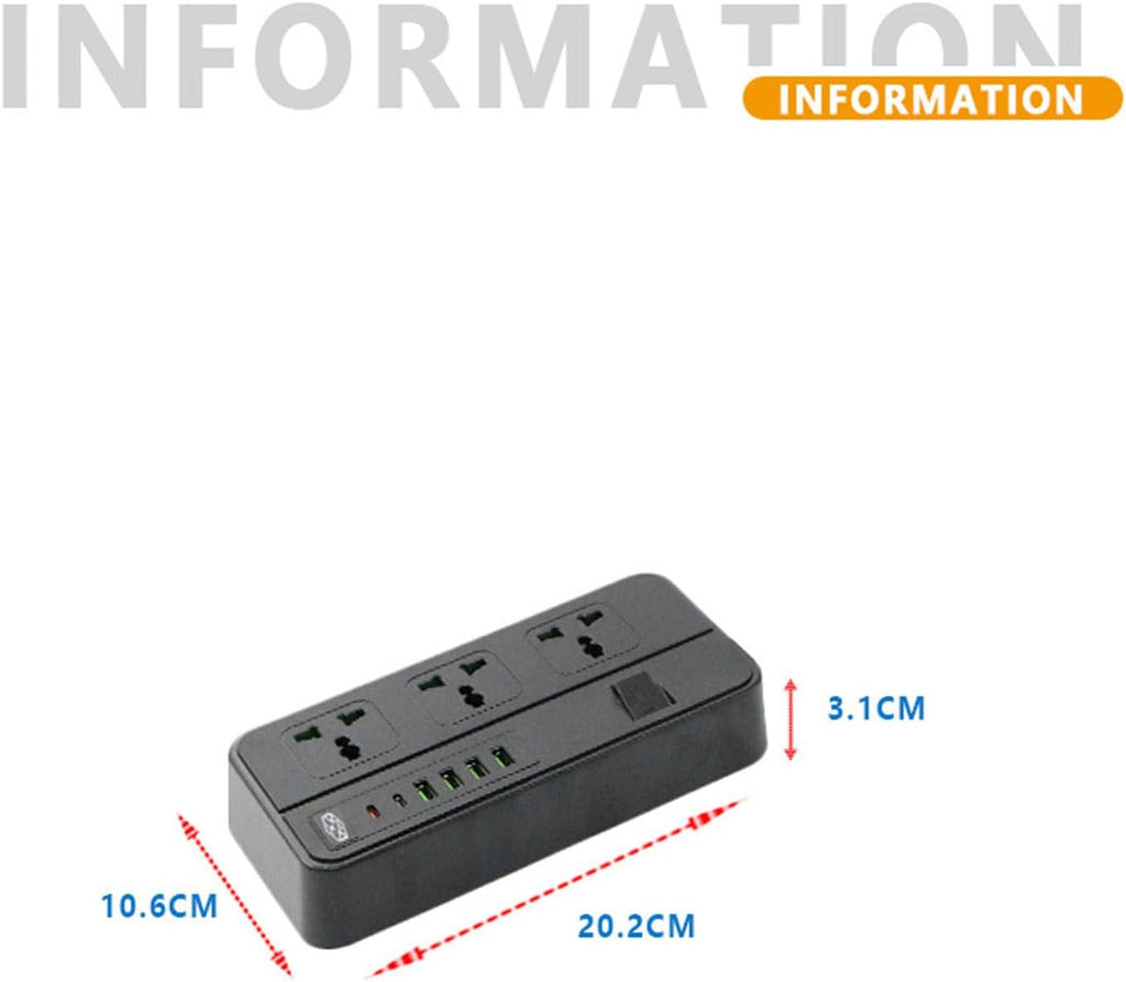Multipresa Smart 3000W con 4 Prese Universali, 4 USB e 2 USB-C – Protezione Sovraccarico e Display LED