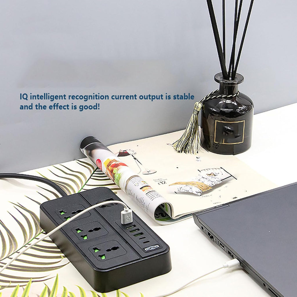 Multipresa Smart 3000W con 4 Prese Universali, 4 USB e 2 USB-C – Protezione Sovraccarico e Display LED