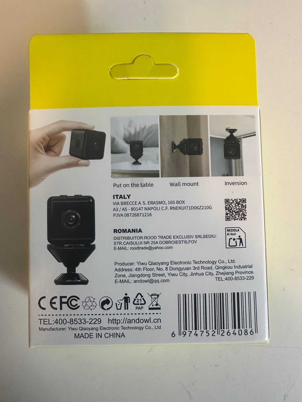 Mini IP Camera A9 HD 1080P con WiFi e Ricarica Magnetica Videocamera Portatile per Sicurezza Domestica Telecamera Wi-Fi