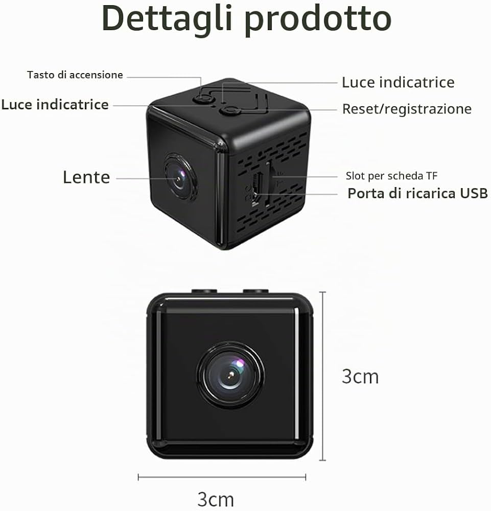 Mini IP Camera A9 HD 1080P con WiFi e Ricarica Magnetica Videocamera Portatile per Sicurezza Domestica Telecamera Wi-Fi